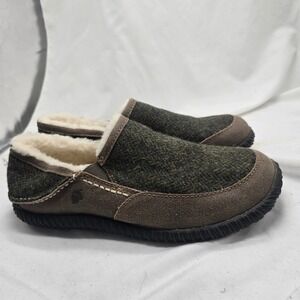 Acorn Digby Loafer Slippers Men 9 Olive Tweed Wool Suede Gorpcore Cabin Cozy